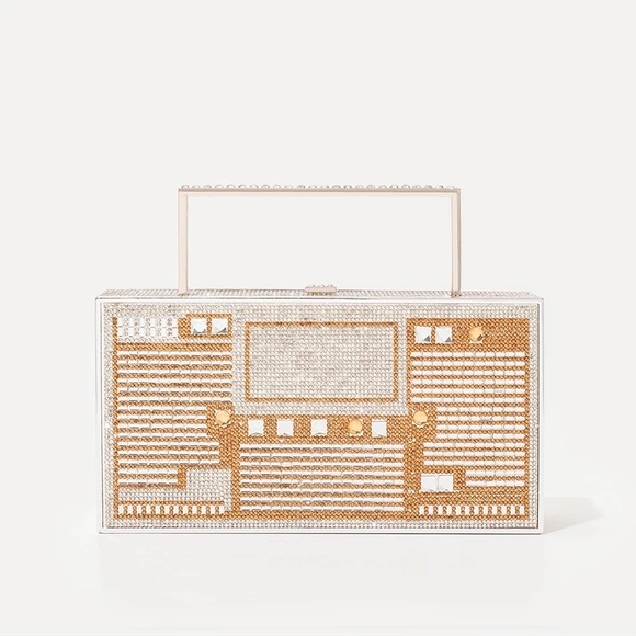 Rhinestone Embellished Boom Box/Radio Evening Clutch Bag - Picture 4 of 7